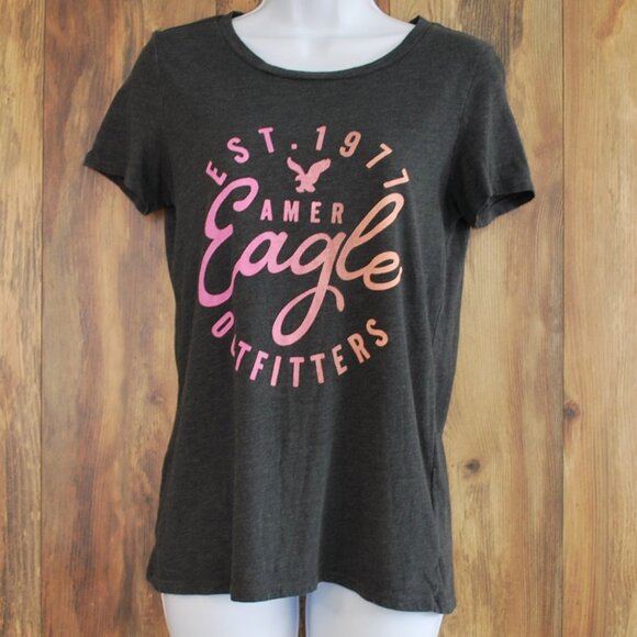 American Eagle Favorite T Tee Tshirt Black/Gray Size Small - Picture 1 of 3